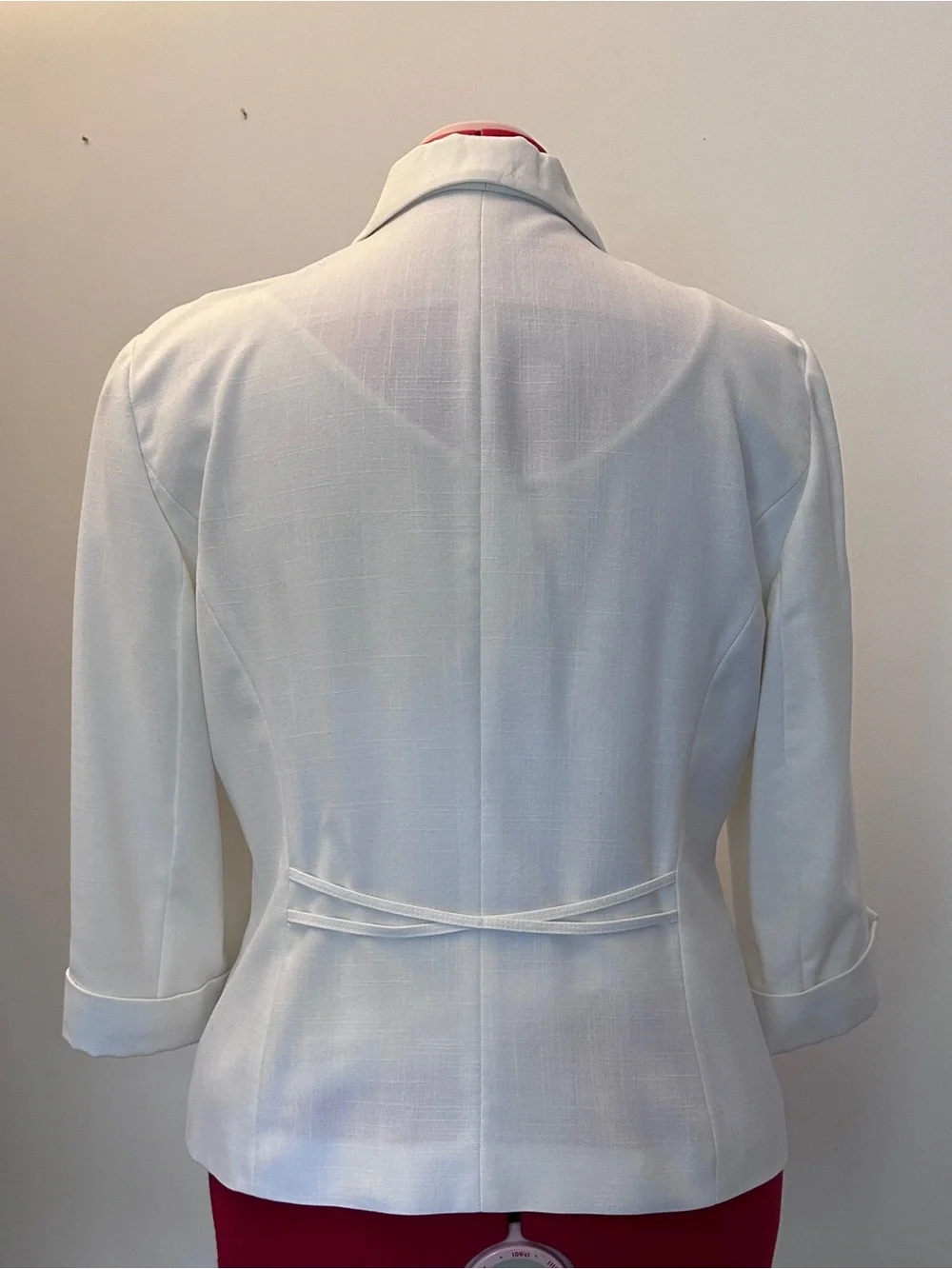 Classic White 3/4 Sleeve Career Blazer Jacket Tailored Button Front Women's